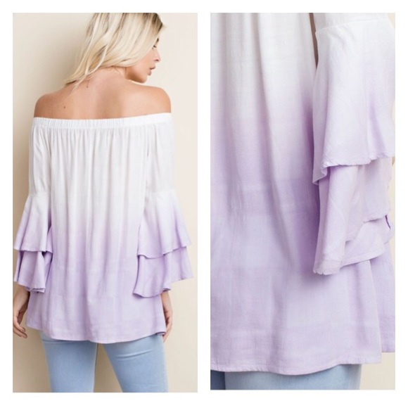 Lavender Ombré Off Shoulder Peasant Top - Picture 3 of 3